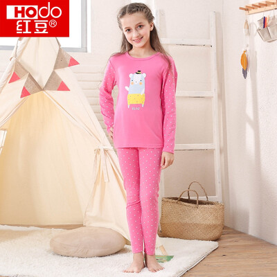

Red beans children&39s warm underwear suit men&women in the big children&39s autumn&winter low-necked cartoon printing red bean velvet teenager plus cashmere coat HDR22012 rose red 120