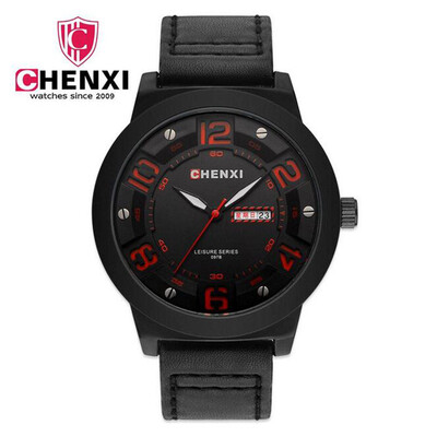 

CHENXI Sports Watches Men Waterproof Leather Strap Quartz Wrist Wristwatch Military Unique Calendar Clock