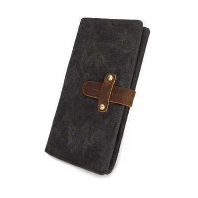 

Canvas long wallet with a magnetic buckle retro multifunctional waterproof wallet fashion male bag hand bag
