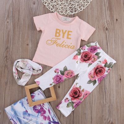 

3Pcs Newborn Infant Baby Girls TopsPantHeadband Outfit Set Clothing 0-24M