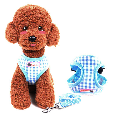 

HANHANLEYUAN Small&medium dog vest style dog leash dog chain puppy chest strap Teddy traction rope than bear pet dog supplies blue S