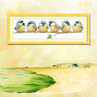 

embroider DIY DMC Cross stitchSets For Embroidery kits Six little singing birds factory direct sale