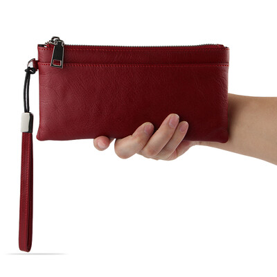

AJIUYU Wallet Genuine Leather wallets Cowhide Zipper Lady Card Holder mens money bag Purse Mobile For iPhone 6 6s 7 Plus Case