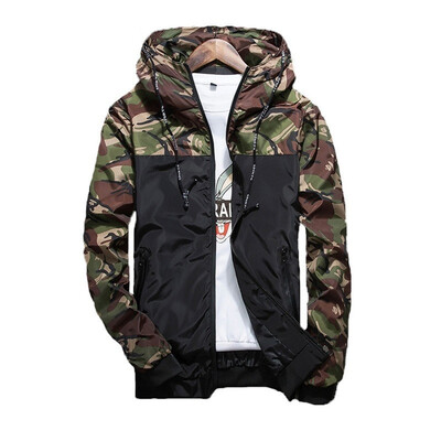 

Fashion Men Camouflage Coat Mens Hoodies Jacket Clothing Windbreaker Coats Outwear-GreenRedGrey -5XL LJS