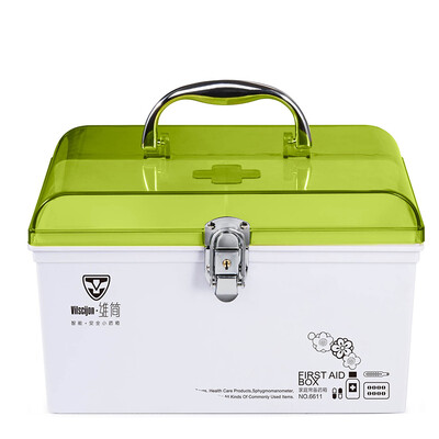 

Vilscijon Victorian multi-function household plastic medicine box with security lock family medicine box cosmetic storage box green 6610