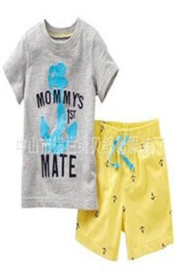 

2Pcs Kids Baby Boys Casual Anchor Letters T-shirt+Shorts Set Summer Clothes 2-7Y