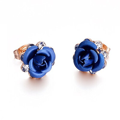 

Yoursfs Blue Rose Flower Stud18k Rose GP Красивые серьги с бриллиантами для свадьбы