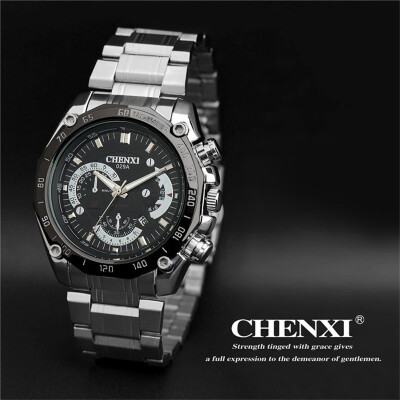 

CHENXI Luxury Brand Men Full Steel Elegant Watch Business Men Quartz Wristwatch Unique Calendar Clock