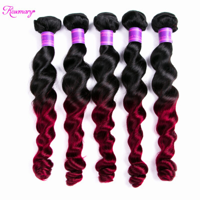 

Peruvian Human Hair Two Tone Loose Wave 5 Bundles Ombre Red Human Hair Peruvian Loose Curl Virgin Hair Extensions 1b Burgundy