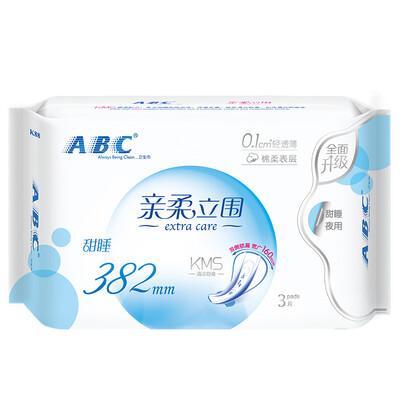 

ABC pro-soft stand light thin cotton soft super long night with a napkin 382mm 3 KMS formula old&new random packaging