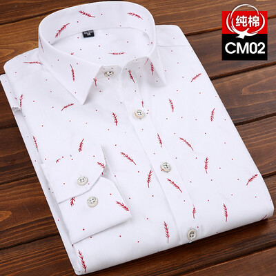 

Business Youth Men Long Sleeve Shirt Spring Autumn Silm Fit Printing Floral