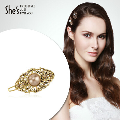 

Qian She&39s hair accessories side clip nostalgic retro imitation pearl bangs hairpin H0 white one size