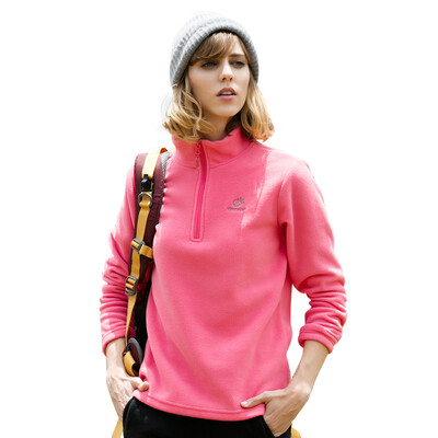 

TECTOP catching fleece outdoor thickening warm men&women catching fleece solid color stand collar half cardigan soft&comfortable catching fleece WZRY034 female section watermelon red