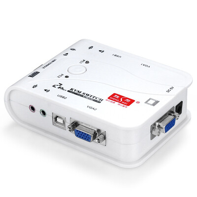 

KS-202A KVM Switch USB 2-port Auto Wiring Multi-Computer Switcher with Audio VGA Switcher 2 In 1 Out