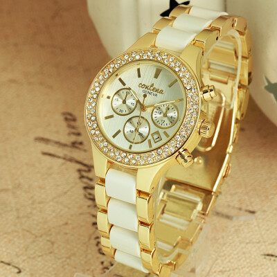 

Luxury Women Golden Quartz-Watches CONTENA TOP Brand Full Steel Wristwatches Ladies Fashion Business Dress Watches