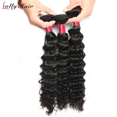 

Peruvian Deep Wave Hair Extension 3pcs 8A Peruvian Deep Curly Virgin Hair Bundles Deals #1B Natural Black Good Quality