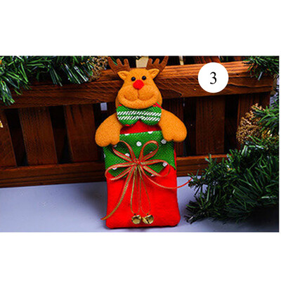 

4 Colors Christmas Children Gifts Bag Cloth Material Snowman Santa Elk Bear Christmas Tree Hanging Incorporated Decoration Accesso