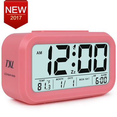 

Digital Alarm Clock Student LCD Display Snooze Kids Clock Light Sensor Calendar Temperature Date Nightlight Office Table Clock