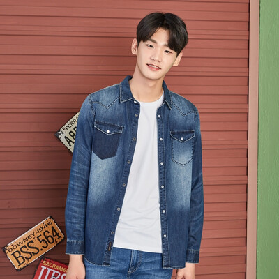 

Semir Long Sleeve Shirt Male 2017 Fall Men's Cowboy Clothes Individual Youth Retro Street Shirt Tide 11316051006 Cowboy Blue XXL