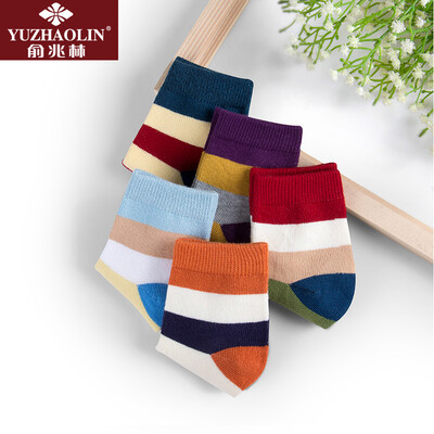 

Yu Zhaolin children socks fall&winter in cotton tube breathable absorbent sweat male&female stockings stitching splicing 6-9