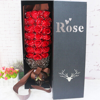 

Golden Fire Soap Flower Rose Bouquet Beautiful Gift Box Packaging Christmas Gift Girl Girlfriend Birthday Gift Red Style