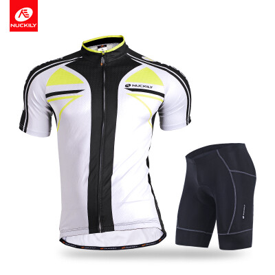 

NUCKILY Mens summer silver fibre bike wear 2pcs set mixed polyester cycling top&lycra short suit