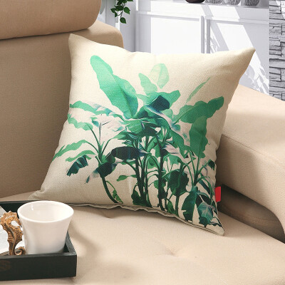 

NanJiren Pillow Home textile Linen Sofa Cushion Office car pillow with core green leaf 45 * 45cm