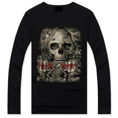 

Men's Black 3D Graphics Printed Rock Skull Pattern Long Sleeve T-Shirt Top Tee Shirt -XXXL(Skull King