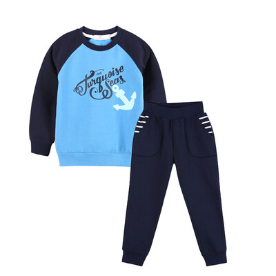 

Xin Song boy suit printing sweater sports trousers two sets of gray possession of blue J061AB 110