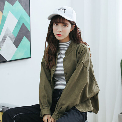 

In the autumn of 2017 female fashion casual jeans jacket cotton denim jacket autumn sweet color coat collar