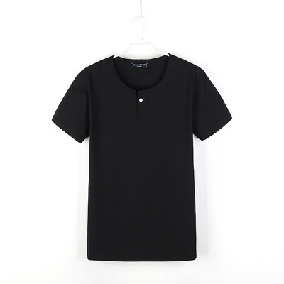 

Men's new cotton T-shirt men's solid color round neck short sleeve T-shirt