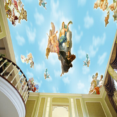 

Большой пользовательский европейский стиль Angel Ceiling Mural Обои Гостиная Гостиная Ресторан Роскошный декор Потолочные фрески Обои