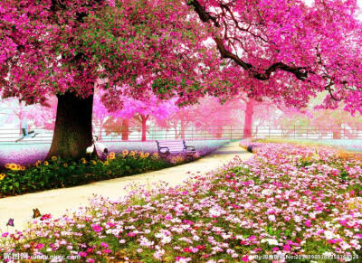 

Custom photo wallpaper mural TV background wall bedroom living room pink cherry tree garden 3D wallpaper mural