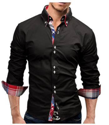 

Fashion Male Shirt Long-Sleeves Tops Double collar business shirt Mens Dress Shirts Slim Men Shirt 3XL