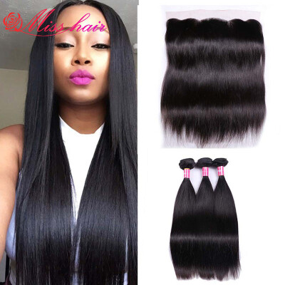 

7A Straigth Brazilian Hair With Closure Lace Frontal Closure With Bundles Human Hair 13x4 Brazilian Virgin Hair Lace Frontal