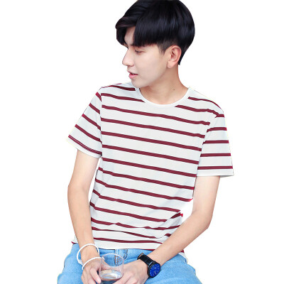 

The new fashion men's 2017 summer new striped men's T-shirt men's cotton short-sleeved T-shirt