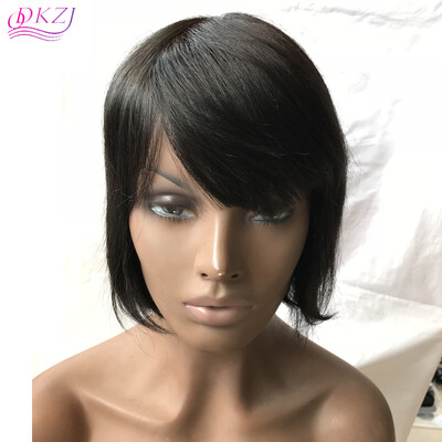 

QDKZJ Bob Wig Бразильские прямые короткие кружевные передние человеческие волосы Парики для женщин, предварительно собранные с детскими волосами