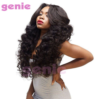 

Long Soft Bouncy Curly Heat Resistant Fiber Hair Natural Black 1B Color Glueless Synthetic Women Wigs