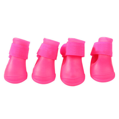 

4PCS/set Lovely Dog Shoes Puppy Candy Colors Rubber Boots Waterproof Pet Rain Shoes Size /M/L