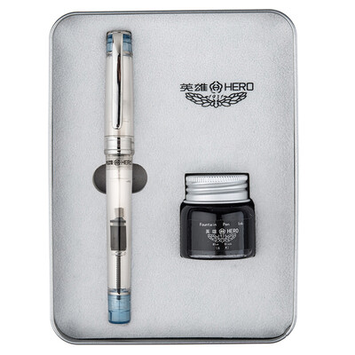 

Hero HERO 709 heart water transparent gold pen ink gift box student set through blue