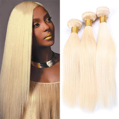 

Brazilian Hair Straight 4Pcs Lot Blonde Brazilian Hair Weave Bundles Color #613 Brazilian Straight Hair Platinum Blonde Virgin