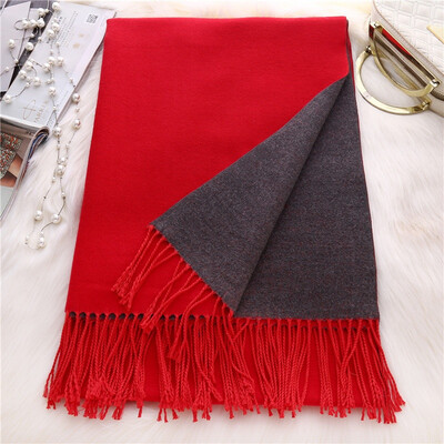 

19075cm 2017 New Fashion Double-sided Pure Color Cashmere Scarf Keep Warm Comforter Wool Thickness Scarf Fringed Pashmina shawl