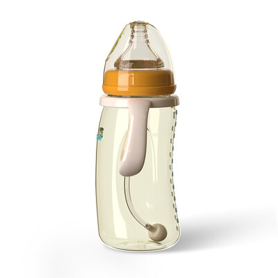 

EASYCare PPSU penguin feeding bottle wide caliber shatter-resistant handle baby straw bottle 320ml yellow shift nipple newborn 1 year old or older use