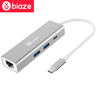 

BIAZE Type-C к USB разветвитель + PD зарядный порт Gigabit Ethernet HUB хаб конвертер Apple, ноутбуков MacBook Pro металлические серебряные аксессуары ZH20-