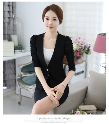 

1pcs Womens Plus Size Blazers Jacket 2017 Summer Deep V-neck Half Sleeve Slim Suit Jackets ladies blazers Coats girls