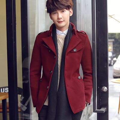 

2017 autumn and winter new fashion men in the long section of the coat collar coat men jacket