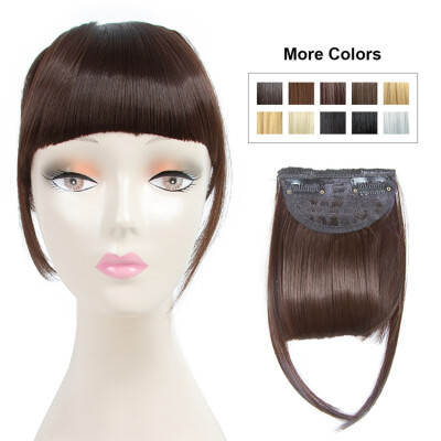 

Fashion Clip On Bangs Brown Fringe Hair Extensions Synthetic Hairpieces Clips in Hair Bang False Short Flat Bangs Two Side