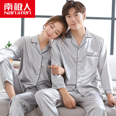 

Antarctic pajamas home service women spinning young long sleeves pajamas women Korean couples pajamas men's clothing suits women silver gray M