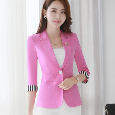 

Blazer female 34 sleeve plus size work wear slim formal single button blazer 2017 new arrival