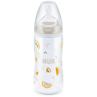 

NUK wide caliber bottle PP plastic baby bottle 300ml with silicone anti-flatulence nipple 0-6 months in the round hole female baby models random color pattern Germany imports